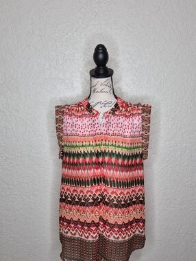 Antilia Femme Multicolored Sheer Top Size XL